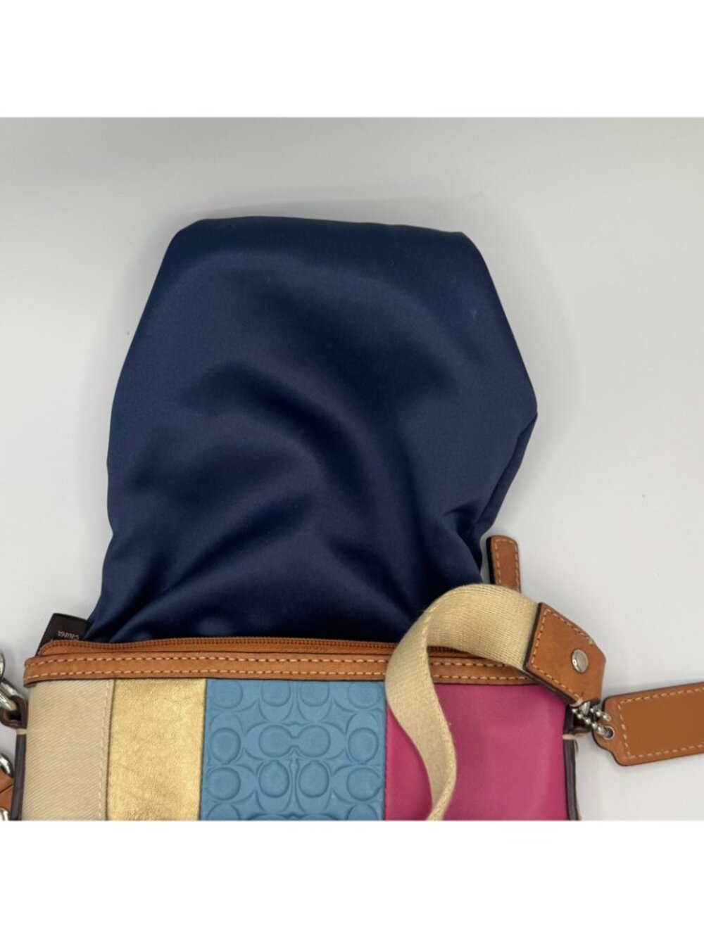Coach Multicolor Patchwork Signature Swingpack Crossbody Bag Canvas Leather - Picture 5 of 7